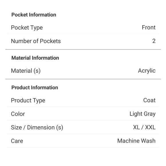 #2 Light Gray Knit Coat with Stand Collar and Buckle XL/XXL - Picture 9 of 10